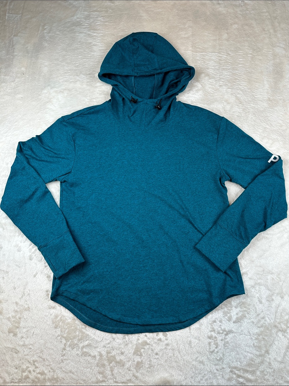 Peloton Size L Teal Hooded Pullover Long Sleeve | Casual | Lightweight | Gym